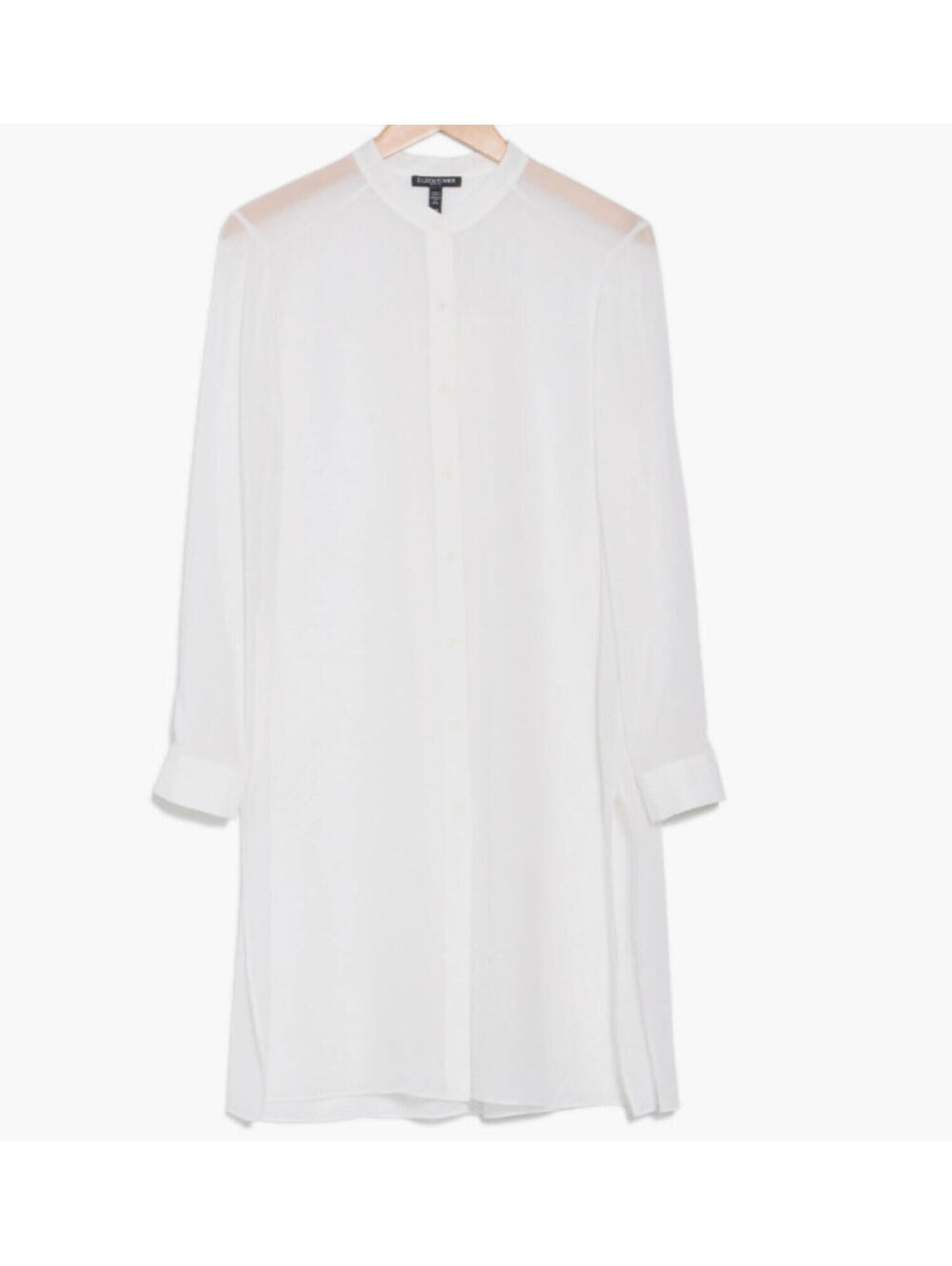 NWD, Eileen Fisher Long Sleeve Silk Shirt Dress in White Sz XL #T3870